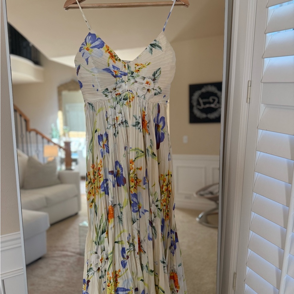 Astr White Cream Midi Sundress Spaghetti Strap